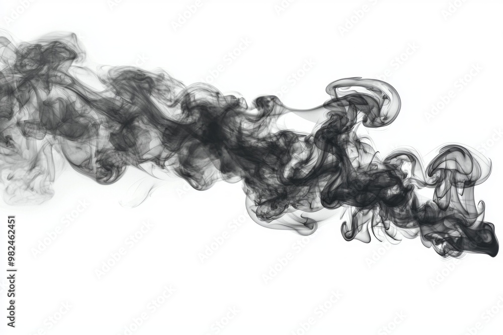 Thick, black smoke ascends in mesmerizing swirls, dancing gracefully against a pristine white background. The soft edges and varying opacity create an atmosphere of intrigue and depth. Thick, black smoke ascends in mesmerizing swirls, dancing gracefully against a pristine white background. The soft edges and varying opacity create an atmosphere of intrigue and depth.