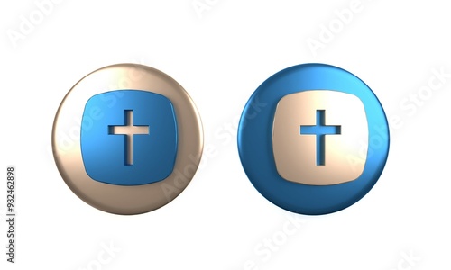 Free Download Colorful Christian cross icon isolated on white background. Church cross. Circle button. 3D render illustration - GFXLoad