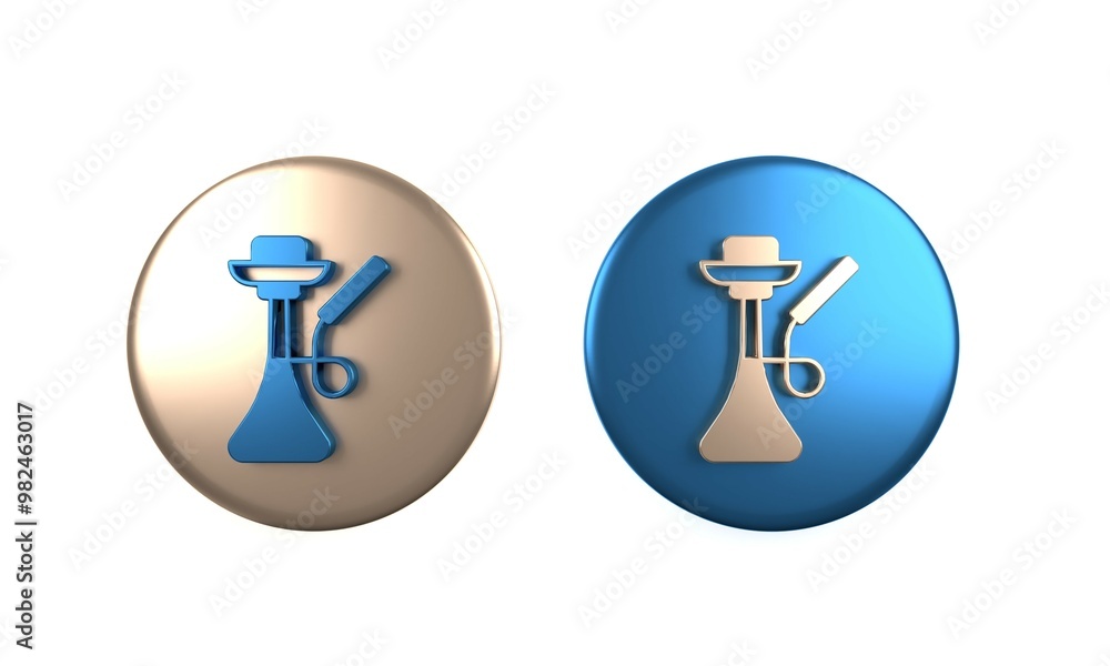 Colorful Hookah icon isolated on white background. Circle button. 3D render illustration Colorful Hookah icon isolated on white background. Circle button. 3D render illustration