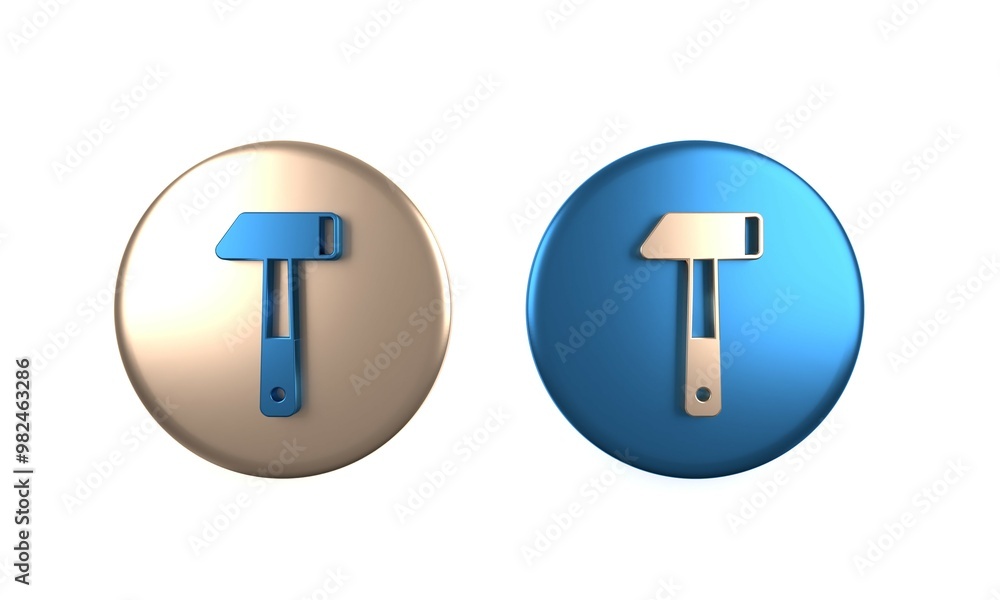 Colorful Hammer icon isolated on white background. Tool for repair. Circle button. 3D render illustration Colorful Hammer icon isolated on white background. Tool for repair. Circle button. 3D render illustration