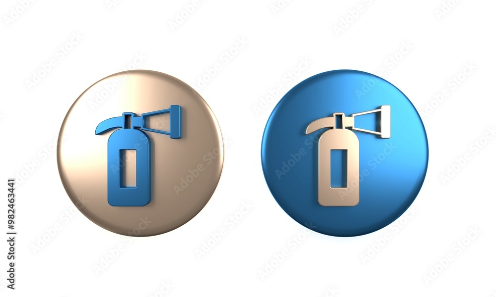 Fototapeta premium Colorful Fire extinguisher icon isolated on white background. Circle button. 3D render illustration