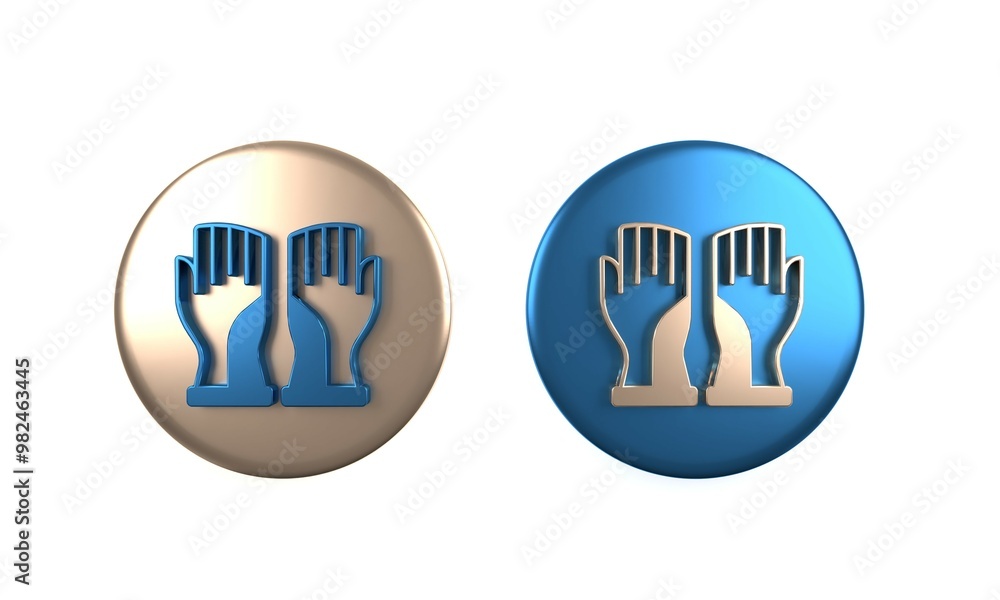 Colorful Firefighter gloves icon isolated on white background. Protect gloves icon. Circle button. 3D render illustration Colorful Firefighter gloves icon isolated on white background. Protect gloves icon. Circle button. 3D render illustration