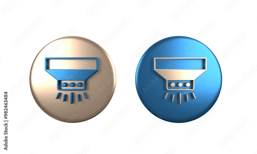 Colorful Fire sprinkler system icon isolated on white background. Sprinkler, fire extinguisher solid icon. Circle button. 3D render illustration Colorful Fire sprinkler system icon isolated on white background. Sprinkler, fire extinguisher solid icon. Circle button. 3D render illustration
