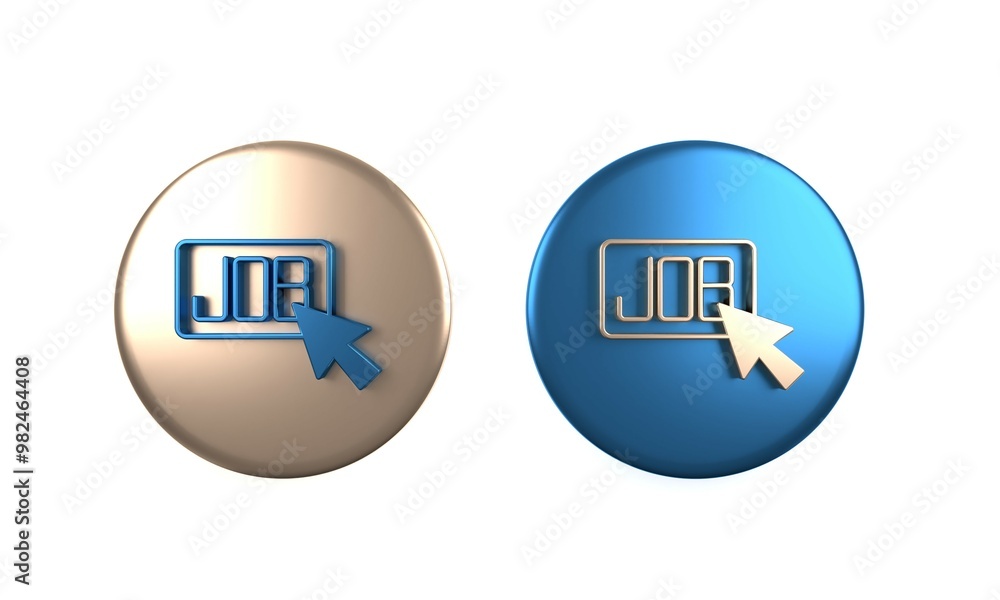 Colorful Search job icon isolated on white background. Recruitment or selection concept. Human resource and recruitment for business. Circle button. 3D render illustration Colorful Search job icon isolated on white background. Recruitment or selection concept. Human resource and recruitment for business. Circle button. 3D render illustration