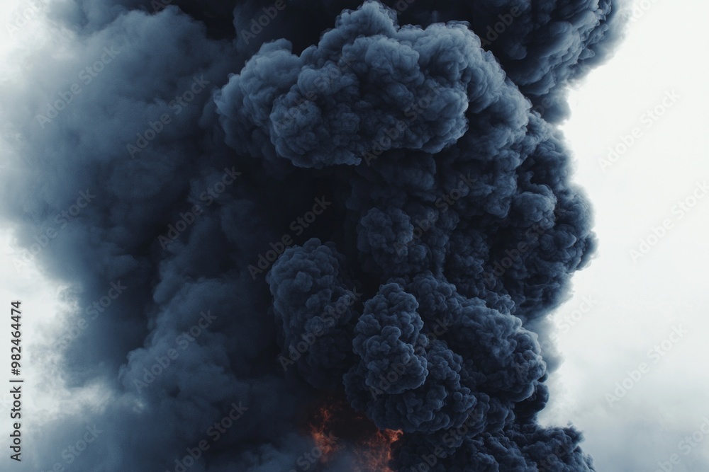 A dramatic eruption of thick black smoke ascends against a bright white background, forming dark clouds that transition into gentle, swirling trails, evoking a sense of movement and energy. A dramatic eruption of thick black smoke ascends against a bright white background, forming dark clouds that transition into gentle, swirling trails, evoking a sense of movement and energy.