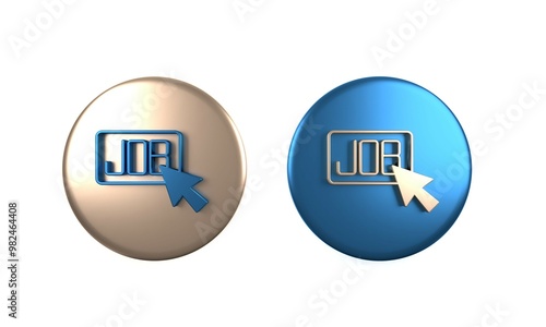 Colorful Search job icon isolated on white background. Recruitment or selection concept. Human resource and recruitment for business. Circle button. 3D render illustration