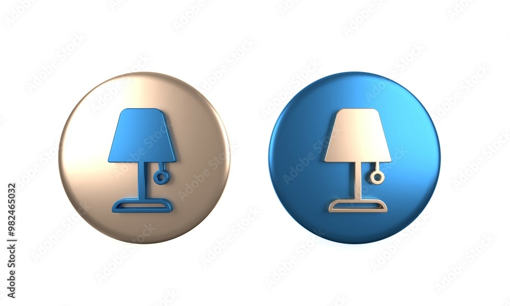 Colorful Table lamp icon isolated on white background. Night light. Circle button. 3D render illustration Colorful Table lamp icon isolated on white background. Night light. Circle button. 3D render illustration