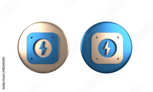 Wallpaper Mural Colorful Lightning bolt icon isolated on white background. Flash sign. Charge flash icon. Thunder bolt. Lighting strike. Circle button. 3D render illustration Torontodigital.ca