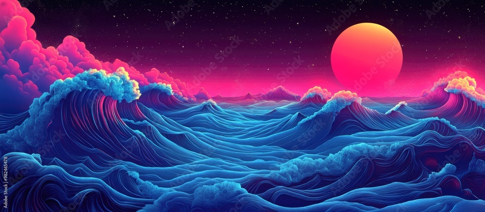 A vibrant and imaginative surreal representation of the ocean and seascape A vibrant and imaginative surreal representation of the ocean and seascape