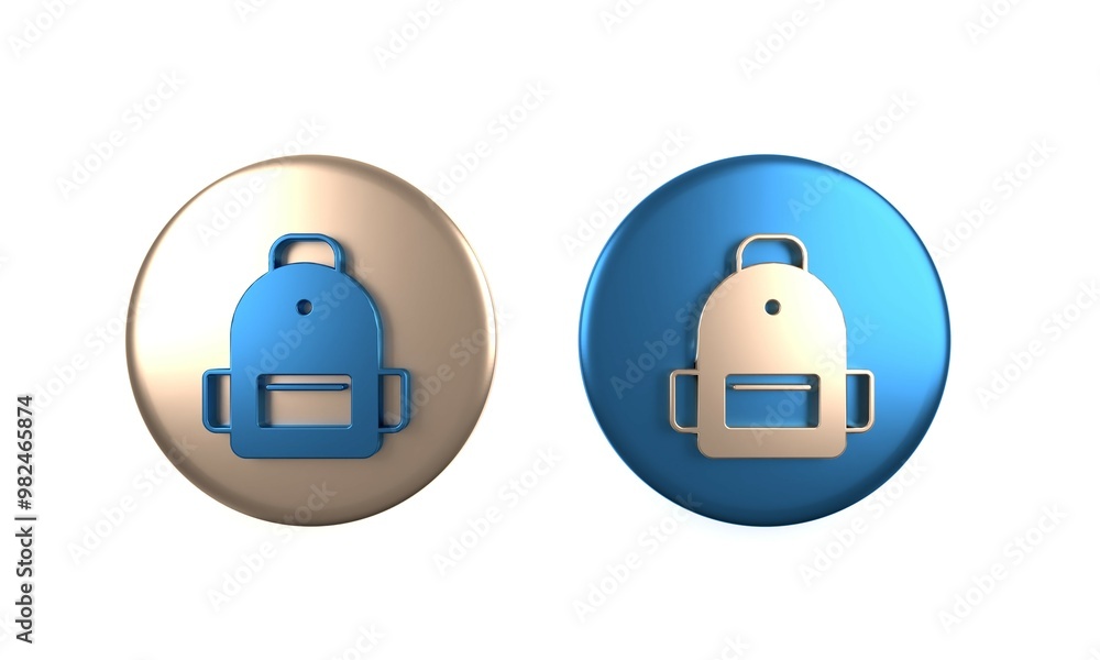 Colorful School backpack icon isolated on white background. Circle button. 3D render illustration Colorful School backpack icon isolated on white background. Circle button. 3D render illustration