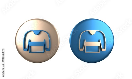 Colorful Sweater icon isolated on white background. Pullover icon. Sweatshirt sign. Circle button. 3D render illustration