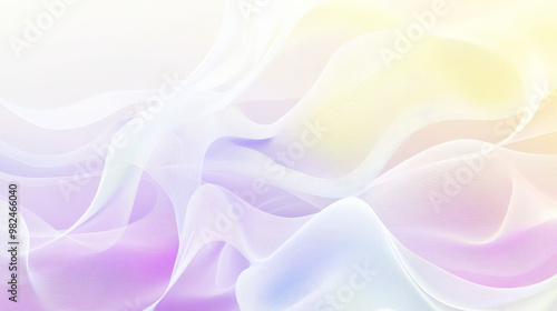 Gradient from soft lavender to pale yellow, with flowing white wavy lines adding motion and balance to the abstract background.