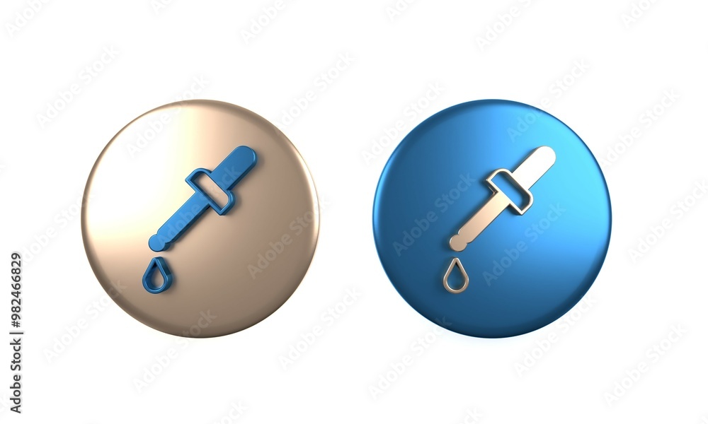 Colorful Pipette icon isolated on white background. Element of medical, chemistry lab equipment. Medicine symbol. Circle button. 3D render illustration Colorful Pipette icon isolated on white background. Element of medical, chemistry lab equipment. Medicine symbol. Circle button. 3D render illustration