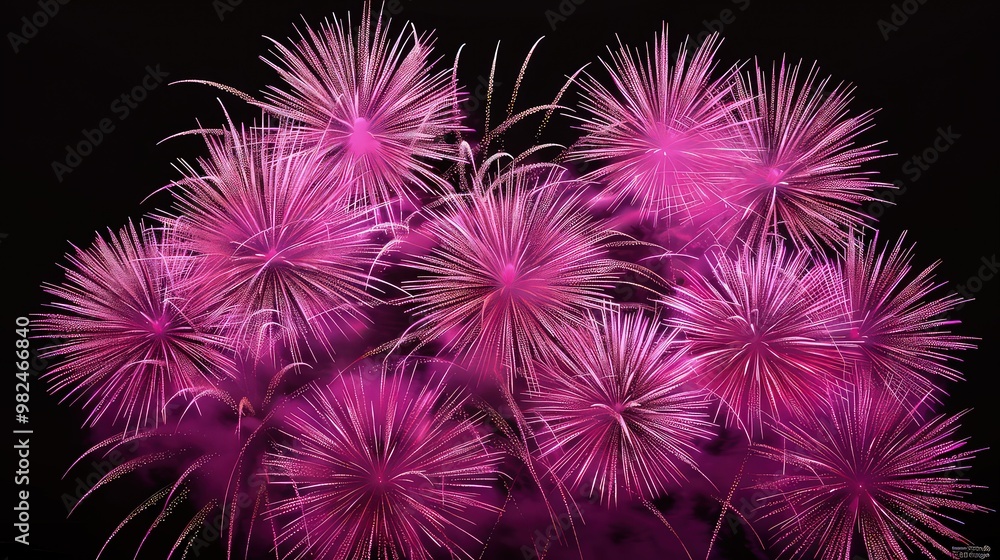 A radiant display of magenta fireworks, their intense color perfect for adding a dramatic and passionate overlay effect. A radiant display of magenta fireworks, their intense color perfect for adding a dramatic and passionate overlay effect.