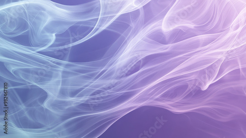 Soft wisps of pale lavender and light mint smoke swirl gently across the background, forming a flowing, calming abstract design. photo