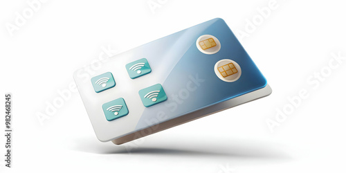 Wallpaper Mural 3D Levitating Bank Card Design with Payment Icons | Secure Digital Transactions Concept | Fintech and Banking Content | Isolated on White Background Torontodigital.ca