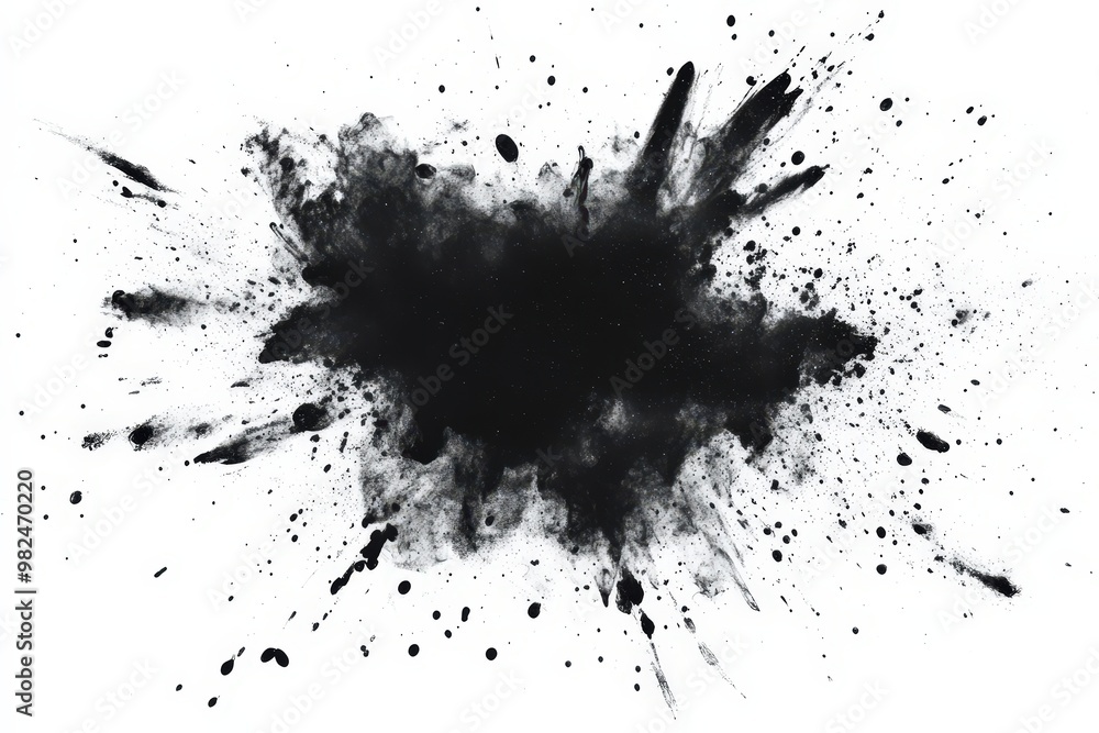 Black Ink Splash on White Background Abstract Art Black Ink Splash on White Background Abstract Art