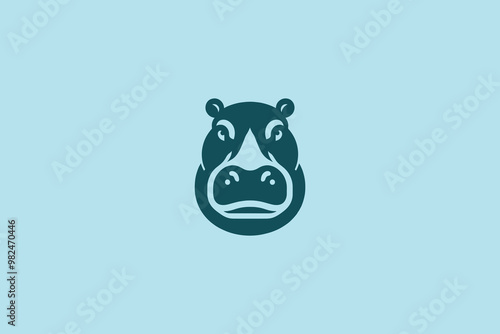 Hippopotamus. Logo, emblem, sign, vector illustration