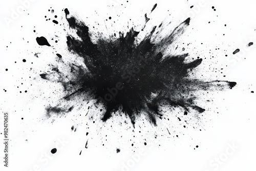 Abstract Black Paint Splash on White Background