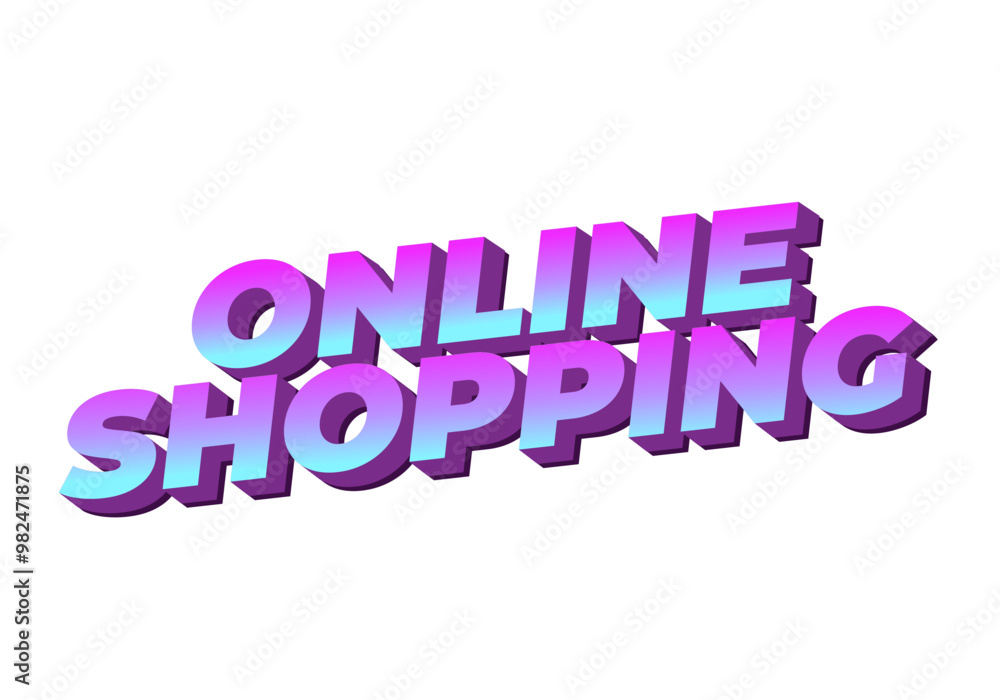 Online shopping. Text effect in 3D style with modern colors Online shopping. Text effect in 3D style with modern colors