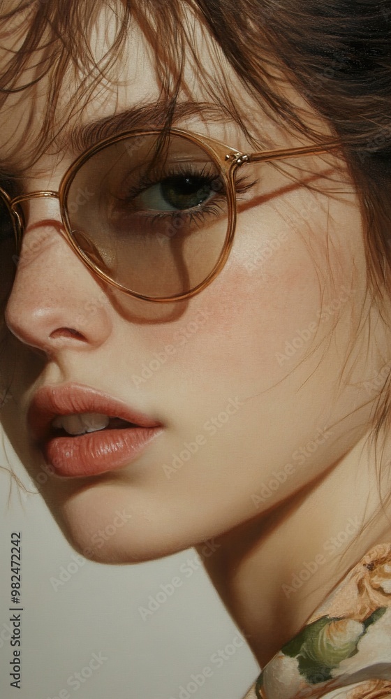 Close-up Portrait of a Woman with Glasses Close-up Portrait of a Woman with Glasses