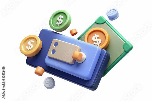 Wallpaper Mural Flat Levitating Dollar Bill Surrounded by Payment Icons - Vector Illustration for Banking and Fintech Concepts on Isolated White Background Torontodigital.ca