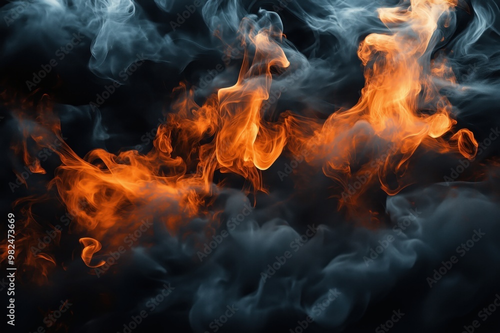 Fototapeta premium fire with black grey smoke