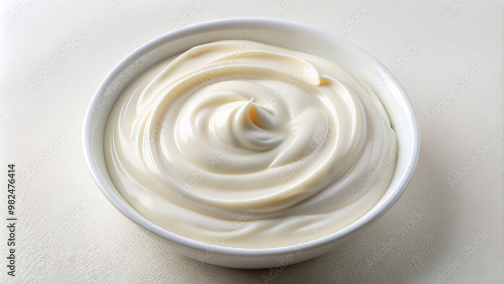 Fresh and creamy white vanilla yogurt fills the frame in a close-up top view, showcasing its smooth texture and subtle sheen in a minimalist setup. Fresh and creamy white vanilla yogurt fills the frame in a close-up top view, showcasing its smooth texture and subtle sheen in a minimalist setup.