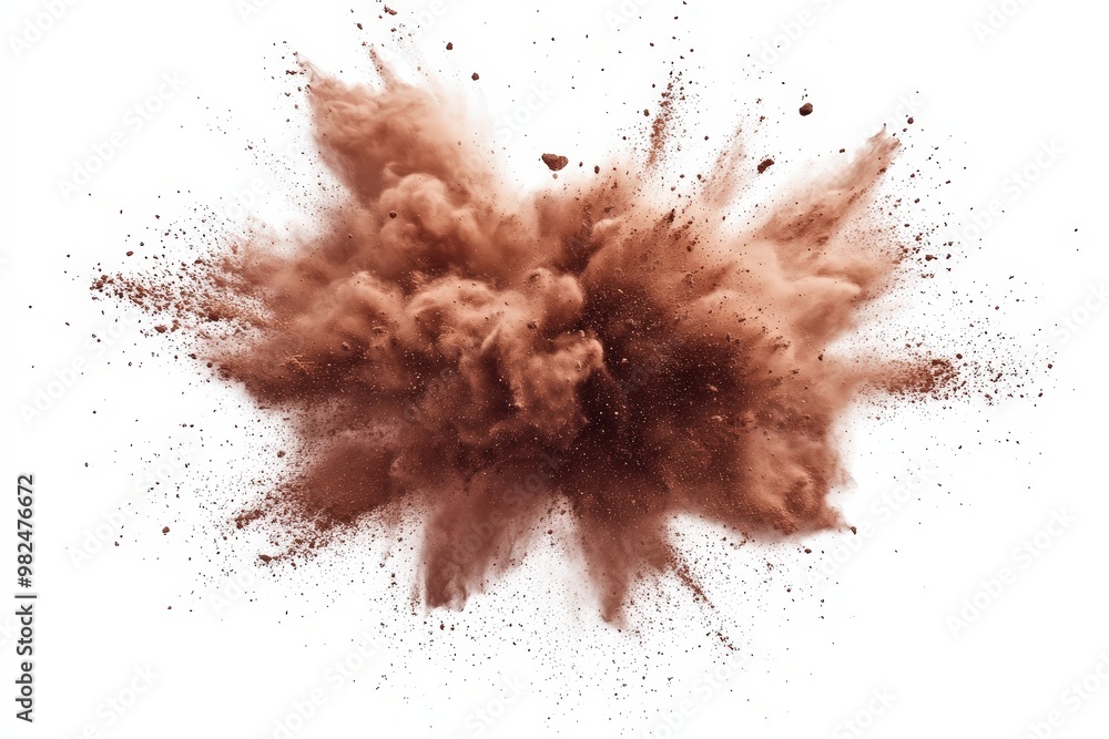 Brown Powder Explosion on White Background Brown Powder Explosion on White Background
