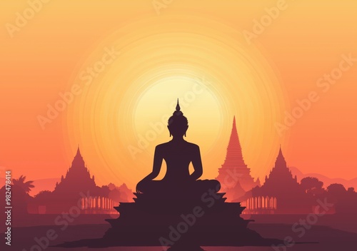 lord of Buddha sculpture in sitting pose is setting in the temple