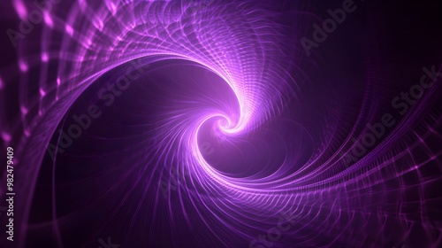 An abstract pattern of stage lights spirals around a central point, with deep purple hues creating a dramatic and intense mood. The lights converge and radiate outward, producing a mesmerizing 