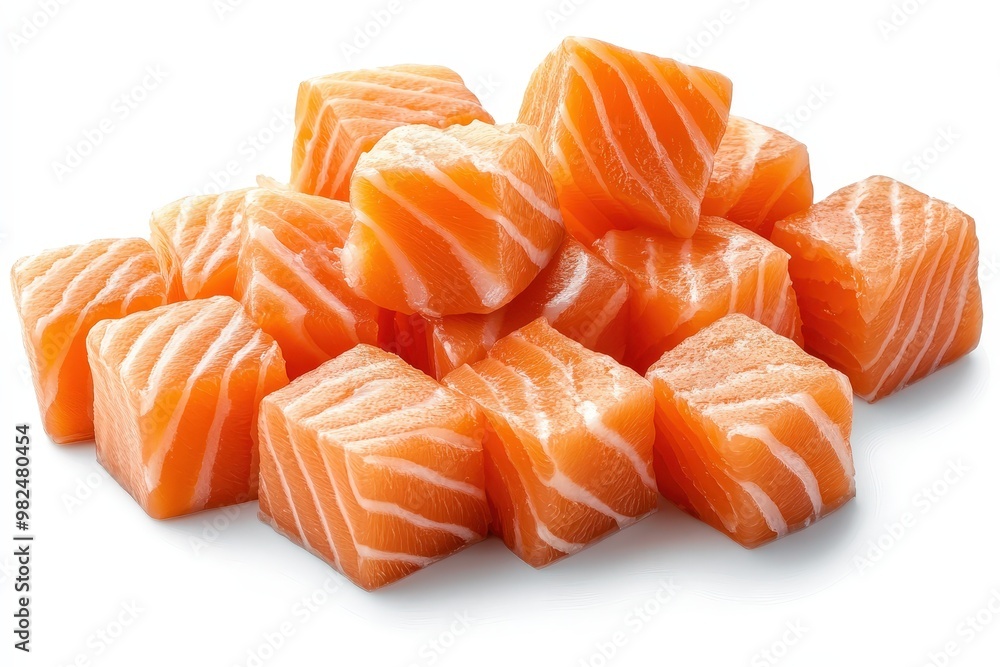Fresh Salmon Cubes for Culinary Creation Fresh Salmon Cubes for Culinary Creation