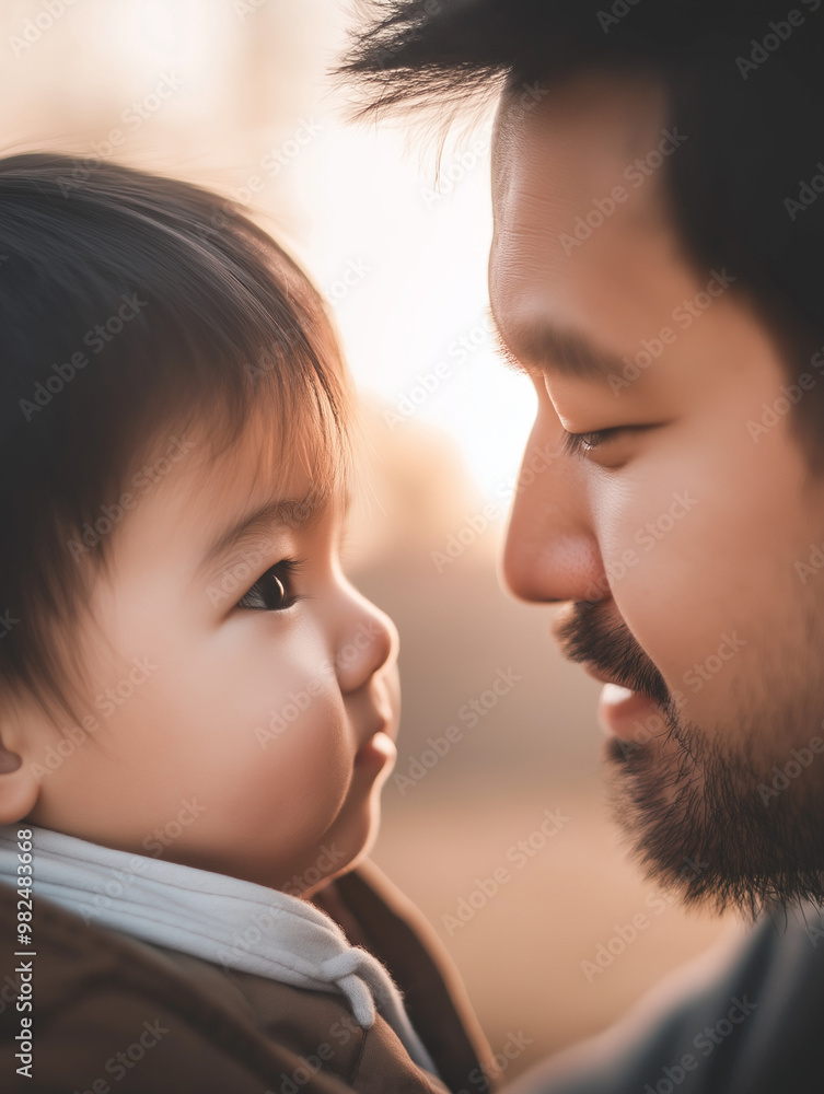 Father Teaching His Child How to Breathe Deeply, Mindful Parenting Practices Father Teaching His Child How to Breathe Deeply, Mindful Parenting Practices