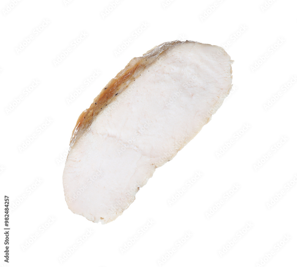 Piece of grilled chicken meat isolated on white Piece of grilled chicken meat isolated on white