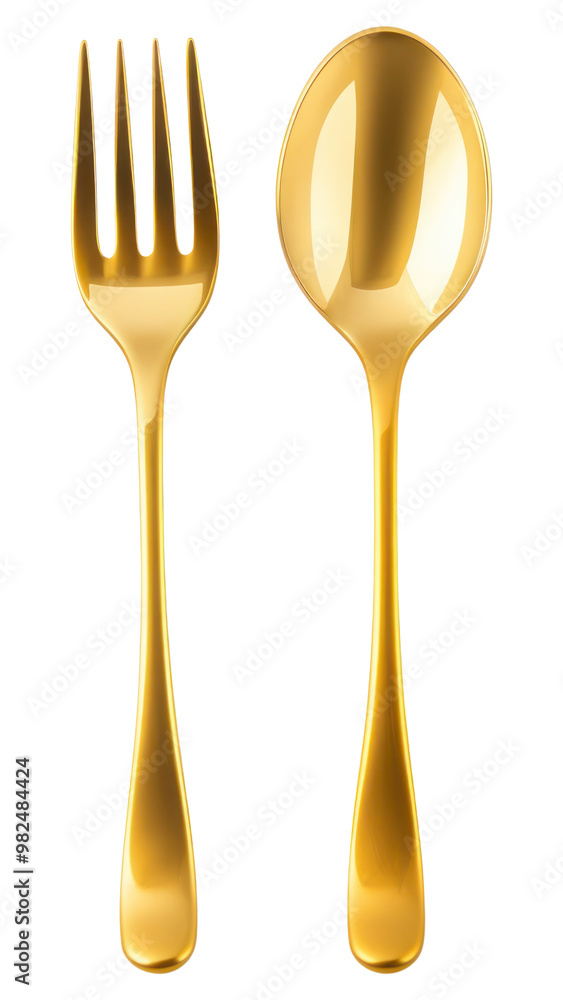 PNG Spoon and fork gold white background silverware. PNG Spoon and fork gold white background silverware.