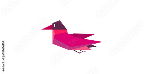 origami bird on white background