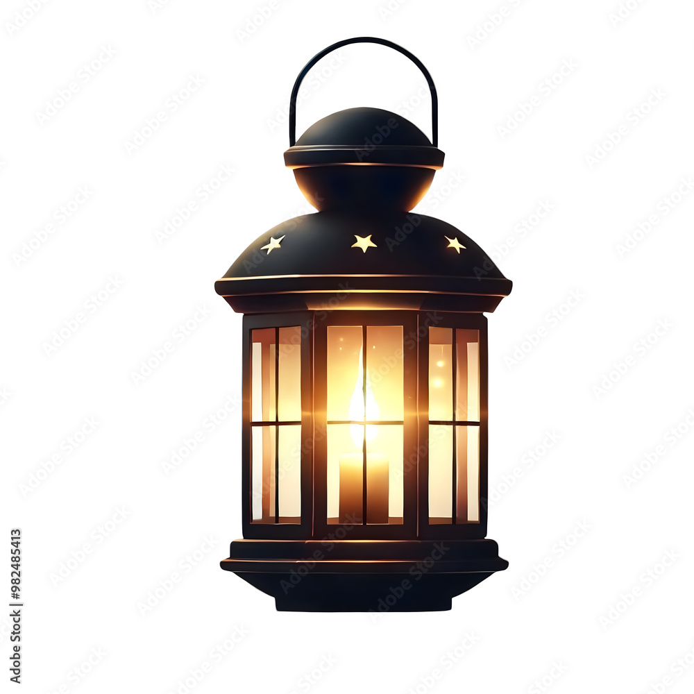 The silhouette image of a lantern with flickering lights. The silhouette image of a lantern with flickering lights.