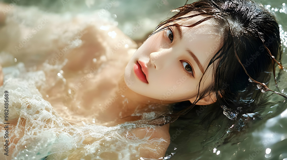 Fototapeta premium Woman with Wet Hair in Water