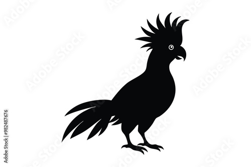 Cockatoo Silhouette, Exotic Bird Silhouette, Vector Illustration, Tropical Bird Clipart photo