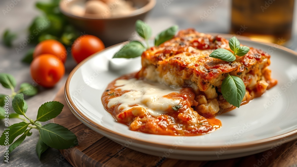 Delicious traditional Greek moussaka with beef mince, eggplant and bechamel sauce Delicious traditional Greek moussaka with beef mince, eggplant and bechamel sauce