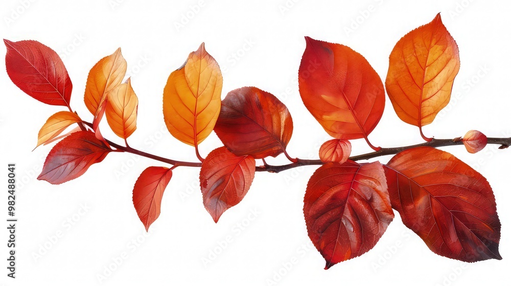 The fiery colors of autumn leaves on a branch, ready to ignite any composition with warmth. isolated on white background. The fiery colors of autumn leaves on a branch, ready to ignite any composition with warmth. isolated on white background.