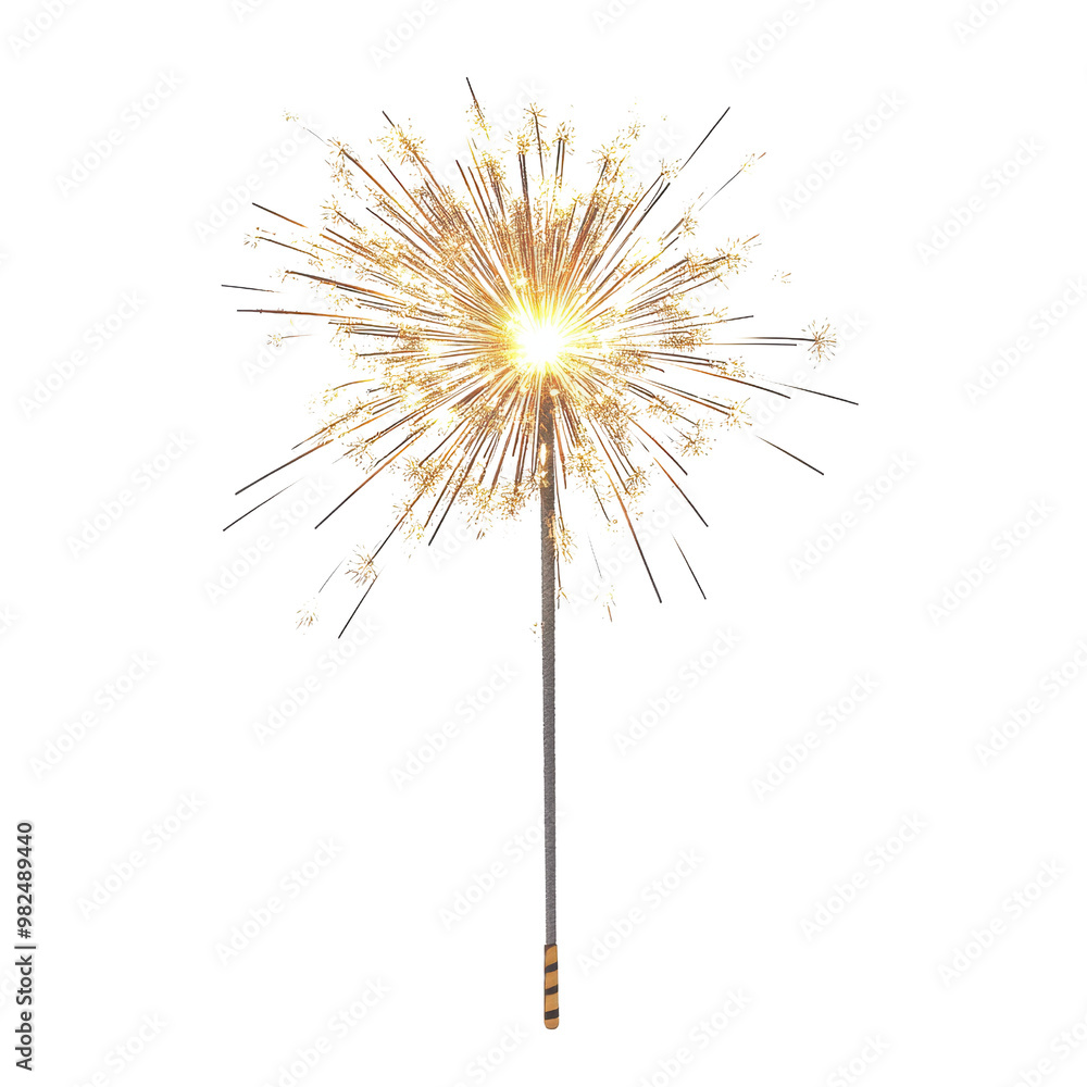 Fototapeta premium A sparkling firework against a dark background, capturing the festive spirit and celebration of special occasions., isolated on a transparent background.