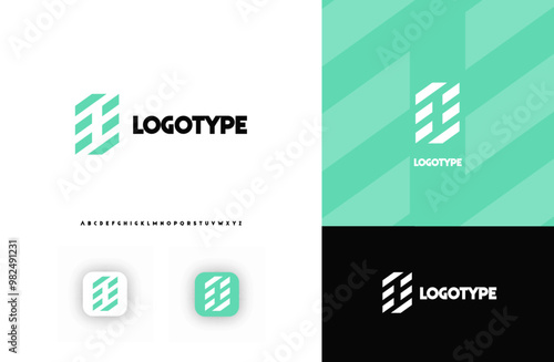 Bold diagonal stripes creating geometric shapes letter D logo for technology, finance, banking, cryptocurrency, corporate branding, architecture, construction, real estate. Vector illustration