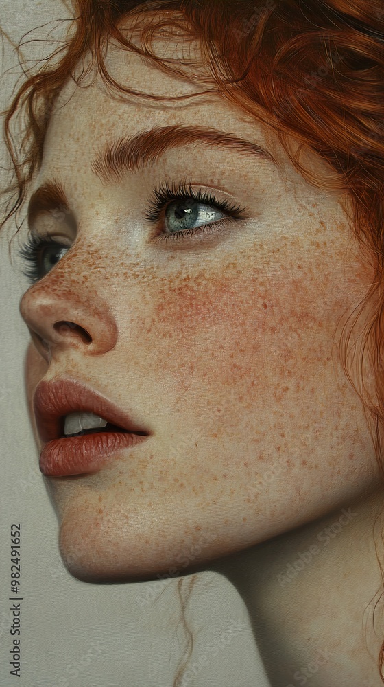 Close-Up Portrait of a Woman with Red Hair and Freckles Close-Up Portrait of a Woman with Red Hair and Freckles