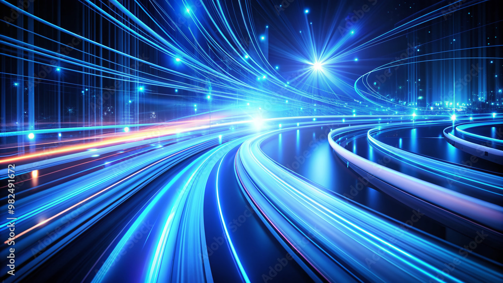 Vibrant blue light trails streak across a dark background, evoking a futuristic ambiance, ideal for digital wallpapers and tech-inspired designs highlighting innovation and modernity. Vibrant blue light trails streak across a dark background, evoking a futuristic ambiance, ideal for digital wallpapers and tech-inspired designs highlighting innovation and modernity.
