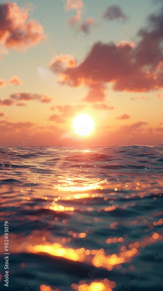 Obraz premium Sunset beauty horizon sky on ocean water with reflection light marine surface story background