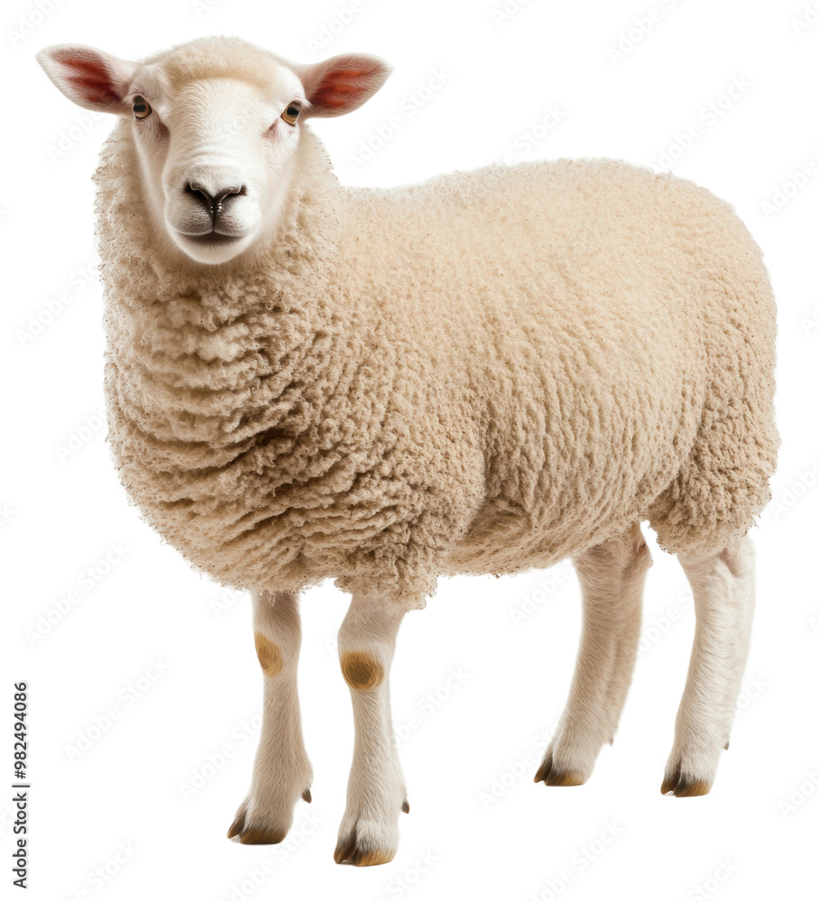 PNG Close-up of a fluffy white sheep PNG Close-up of a fluffy white sheep