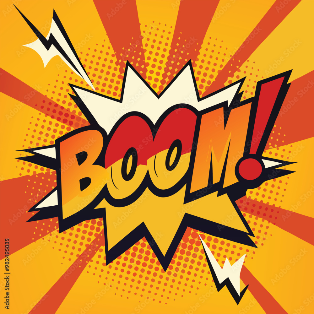Word Comic Book text with Boom Pop Art Vector Illustration on an isolated white background Word Comic Book text with Boom Pop Art Vector Illustration on an isolated white background
