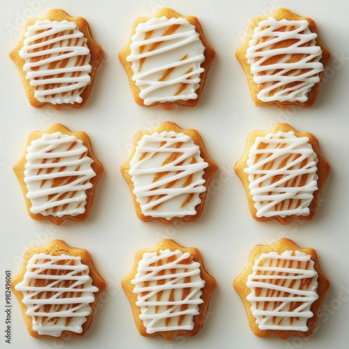 Acornshaped cookies, arranged neatly, on a white background, perfect for fall parties,  no blur, photo not dark, everything is clear, copy space photo