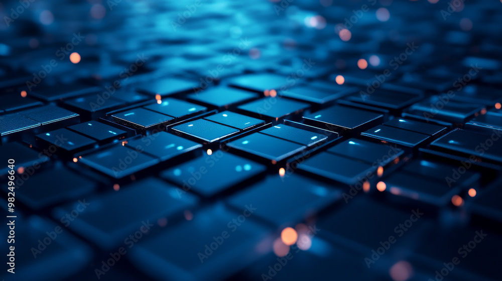 A blue, 3D grid pattern creates a modern, tech-like look. Perfect for presentations about technology, digital content, and virtual reality. A blue, 3D grid pattern creates a modern, tech-like look. Perfect for presentations about technology, digital content, and virtual reality.